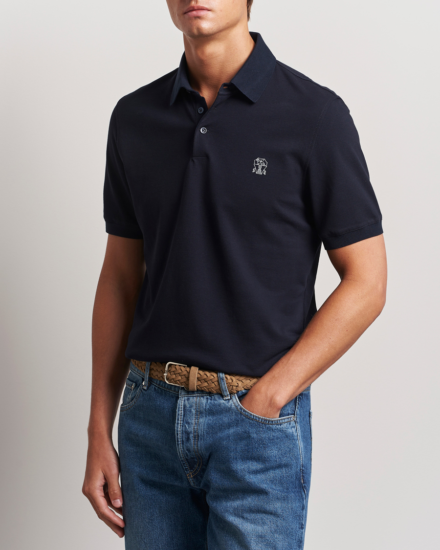 Herren | Poloshirts | Brunello Cucinelli | Short Sleeve Logo Polo Navy