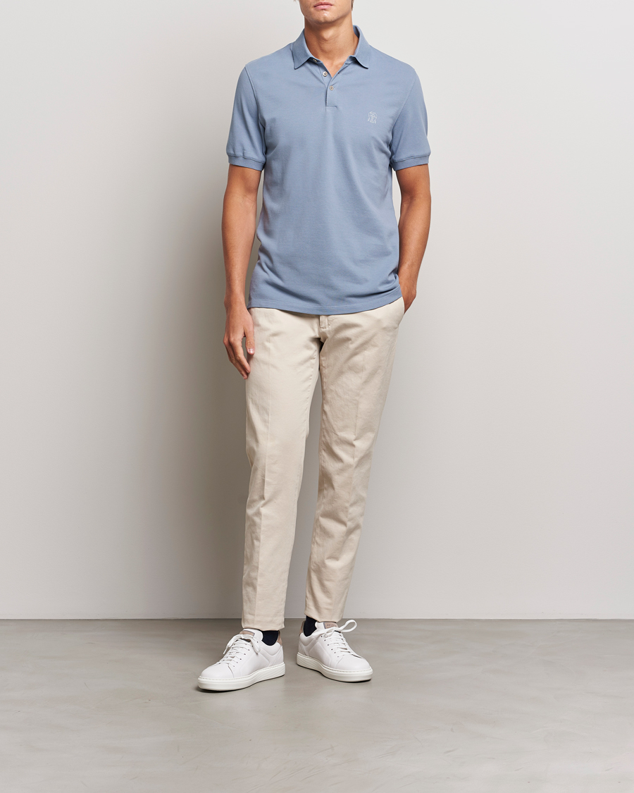 Herren | Poloshirts | Brunello Cucinelli | Short Sleeve Logo Polo Celestial