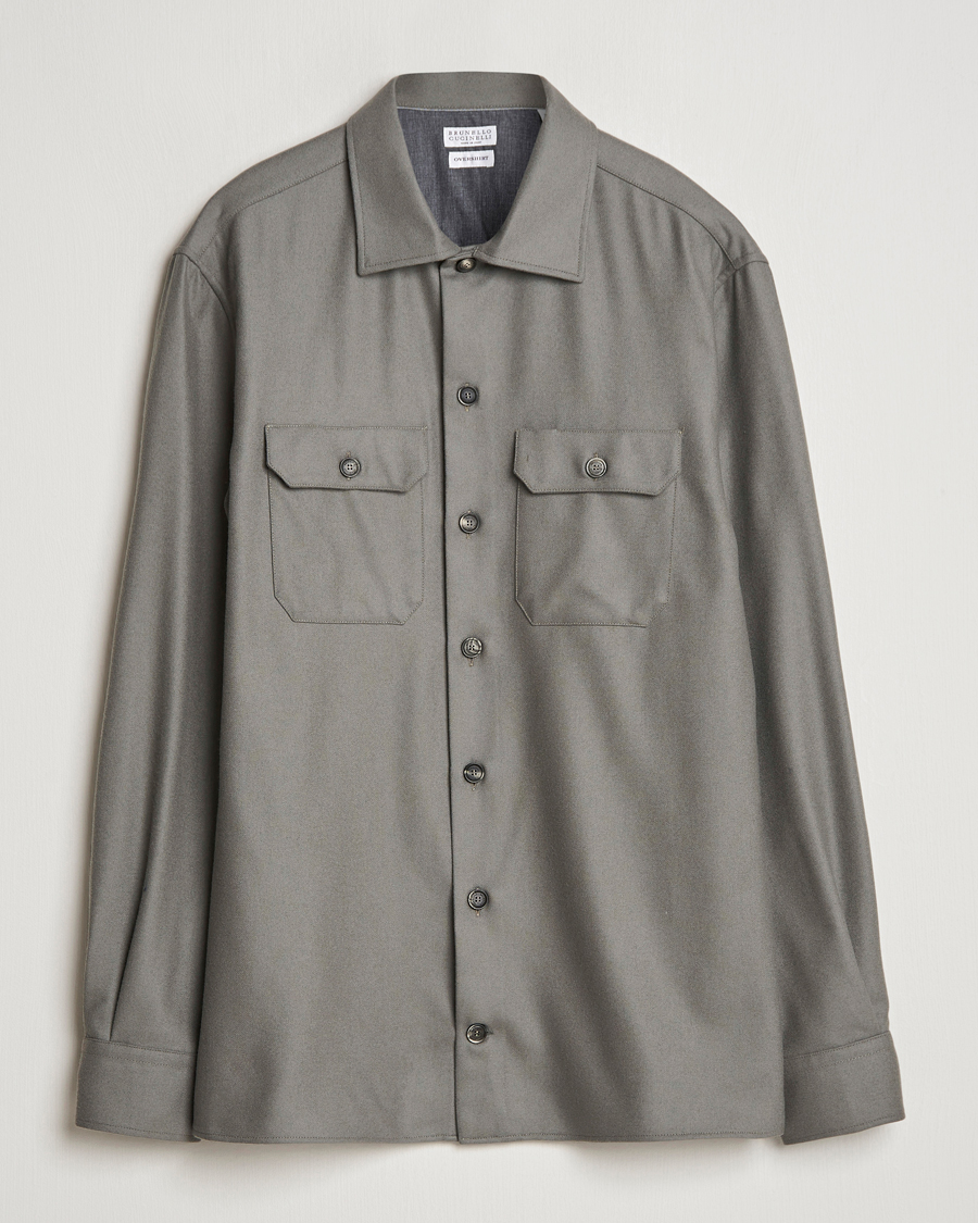Herren | Hemden | Brunello Cucinelli | Double Pocket Overshirt Olive