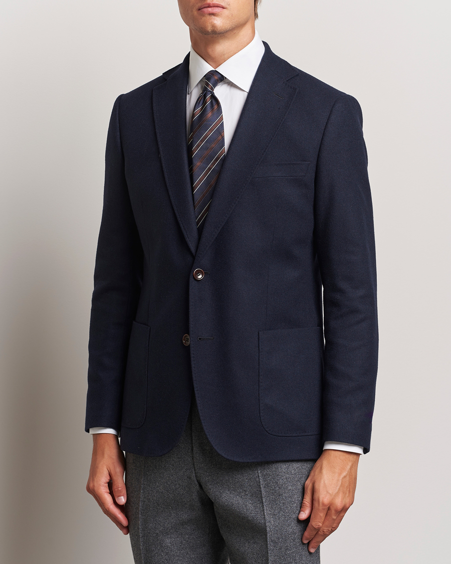 Herren | Sakkos | Morris | Flannel Wool Blazer Navy