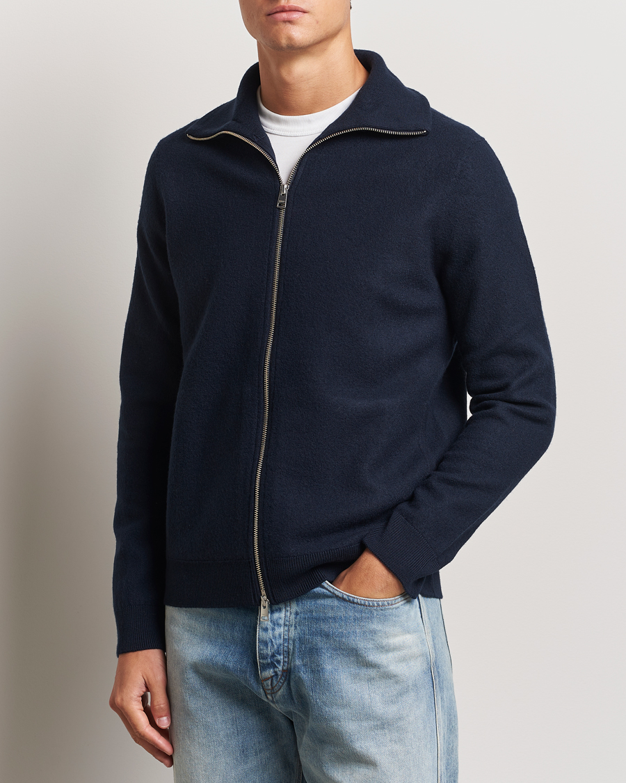 Herren | Pullover | Morris | York Knitted Zip Jacket Navy