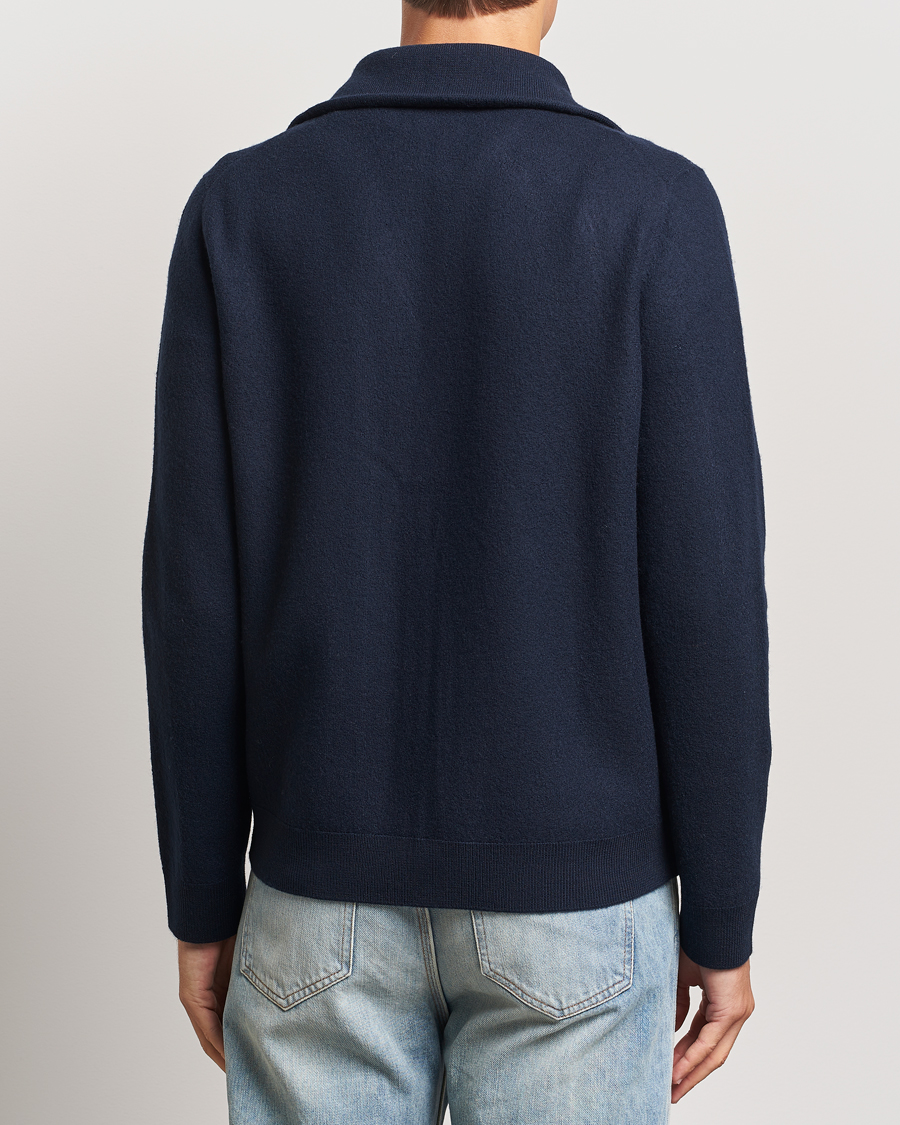 Herren | Pullover | Morris | York Knitted Zip Jacket Navy