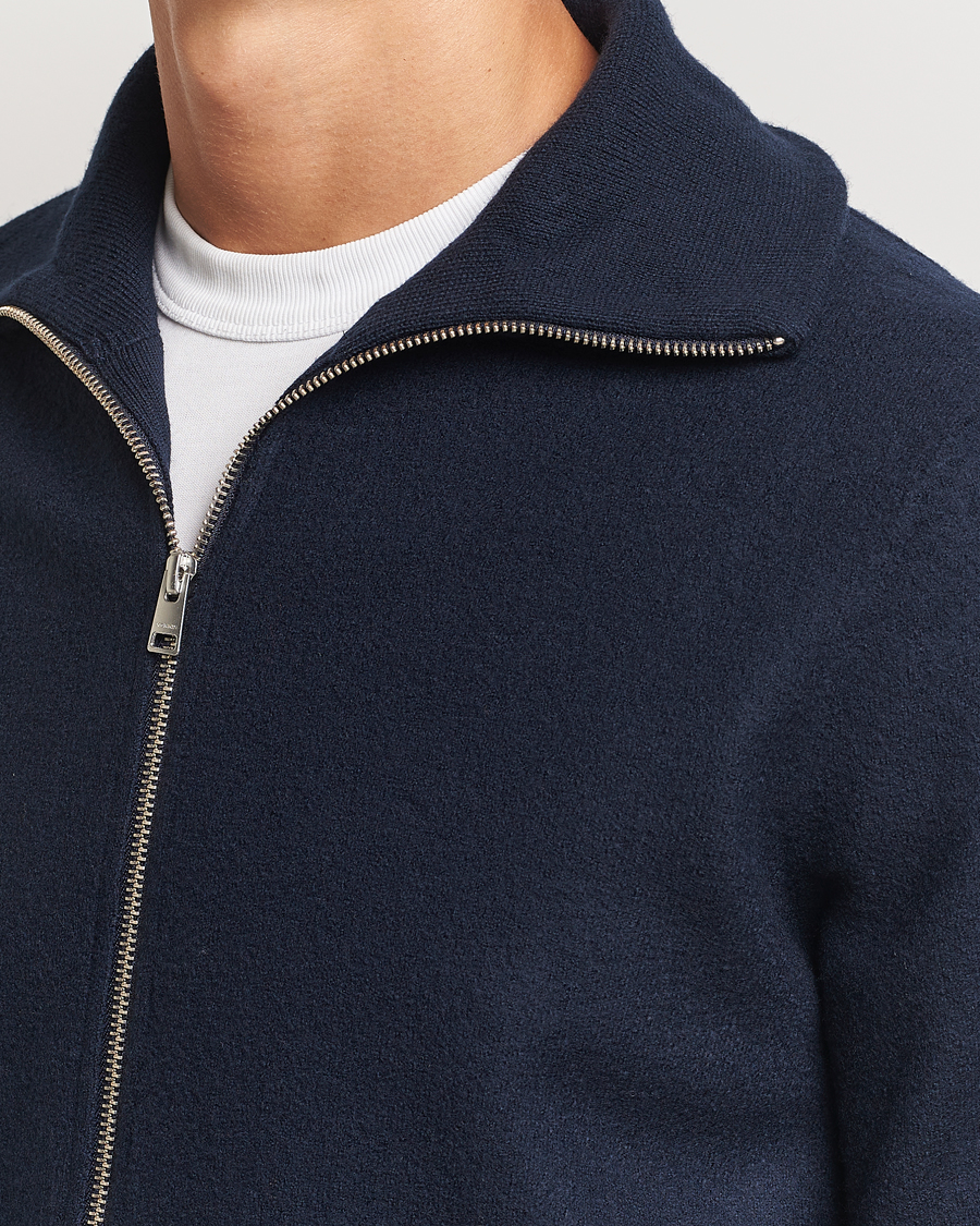 Herren | Pullover | Morris | York Knitted Zip Jacket Navy