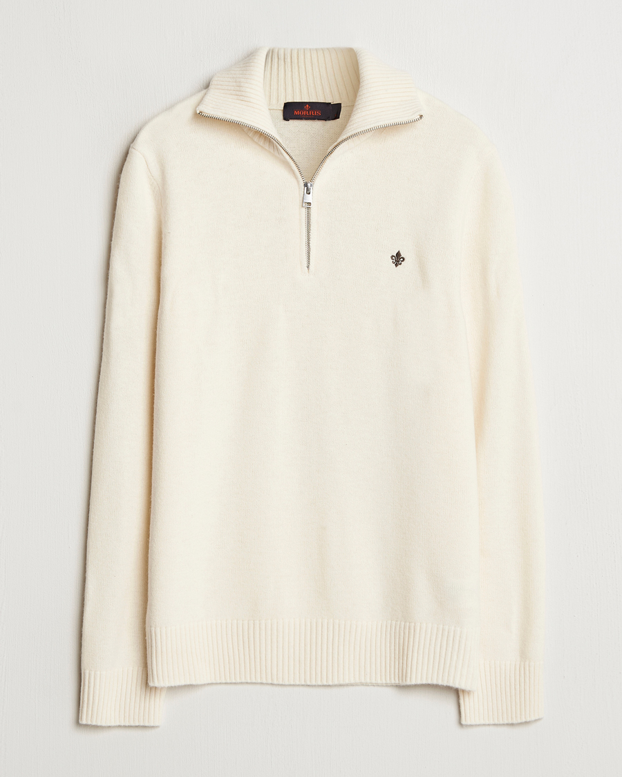 Herren | Pullover | Morris | Hertford Merino Half Zip Off White