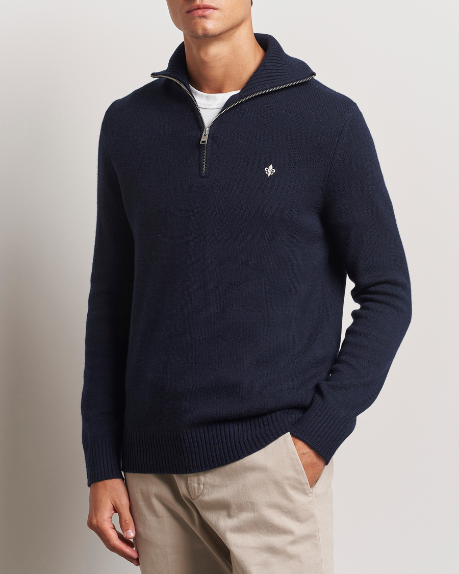 Herren | Pullover | Morris | Hertford Merino Half Zip Navy