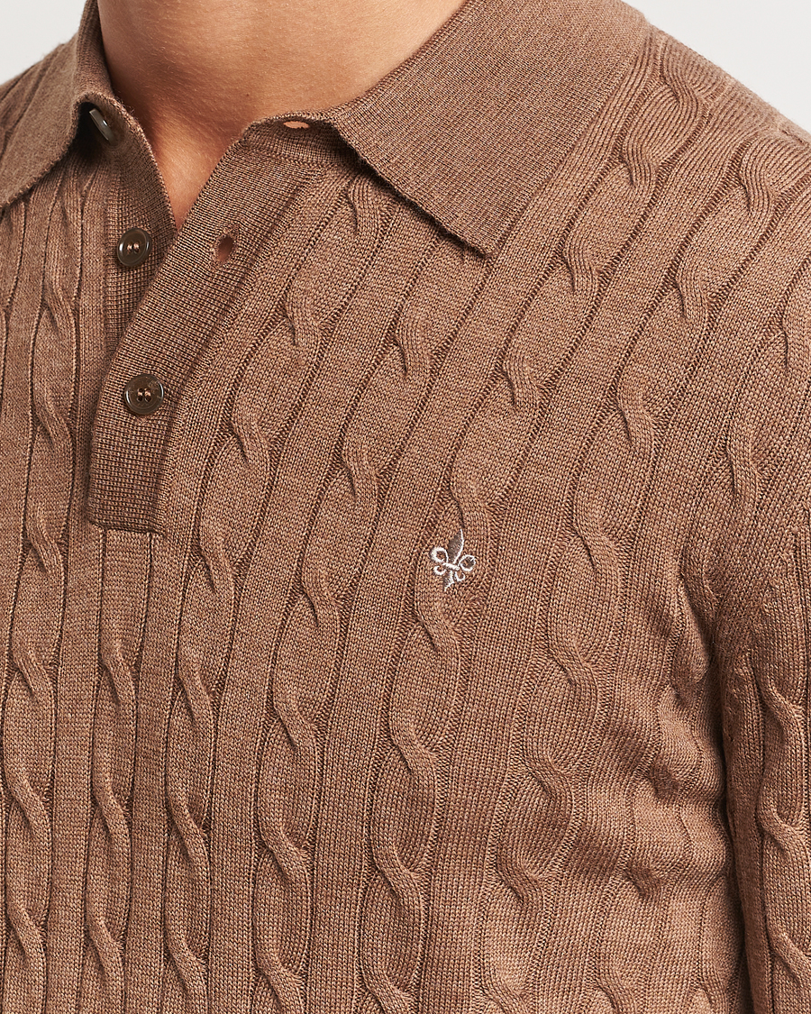 Herren | Pullover | Morris | Merino Cable Polo Knit Camel