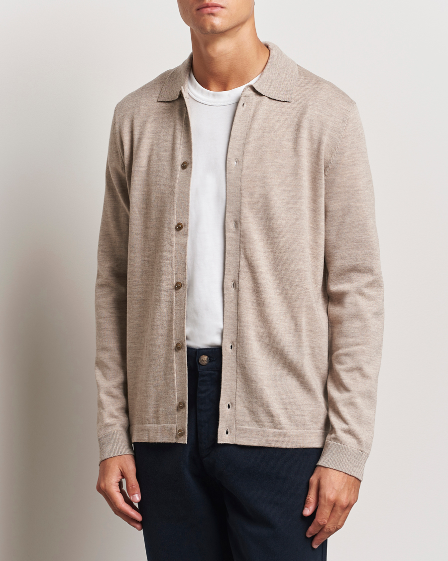 Herren | Pullover | Morris | Merino Knitted Shirt Khaki