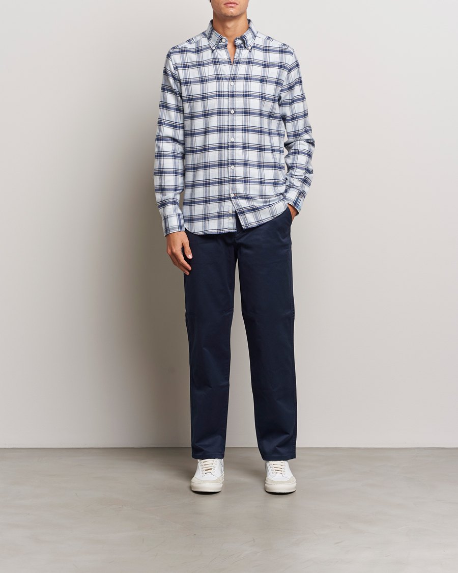 Herren | Hemden | Morris | Soft Check Flannel Shirt Blue