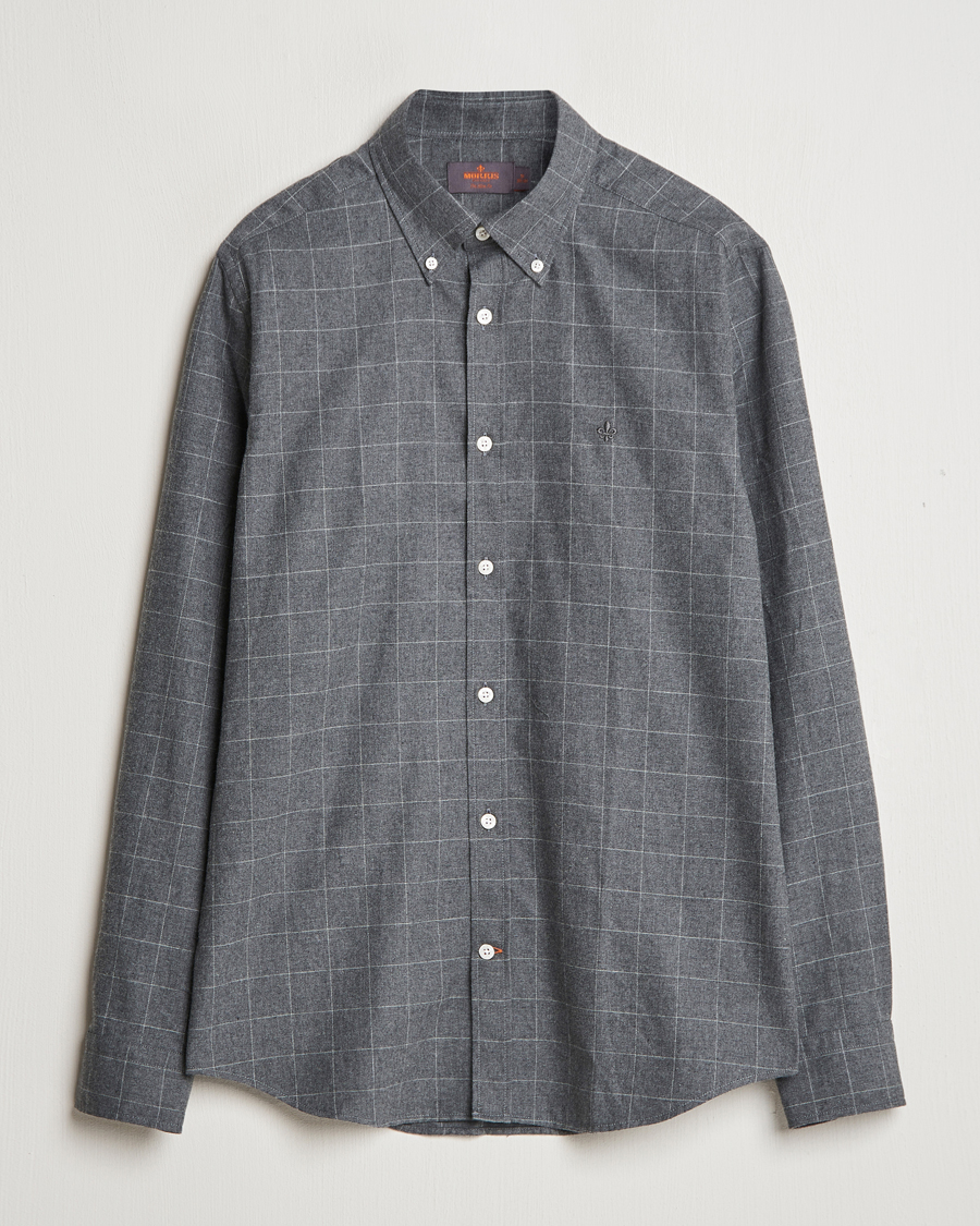 Herren | Hemden | Morris | Flannel Overcheck Shirt Grey