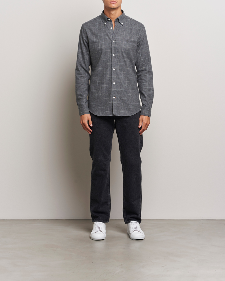 Herren | Hemden | Morris | Flannel Overcheck Shirt Grey