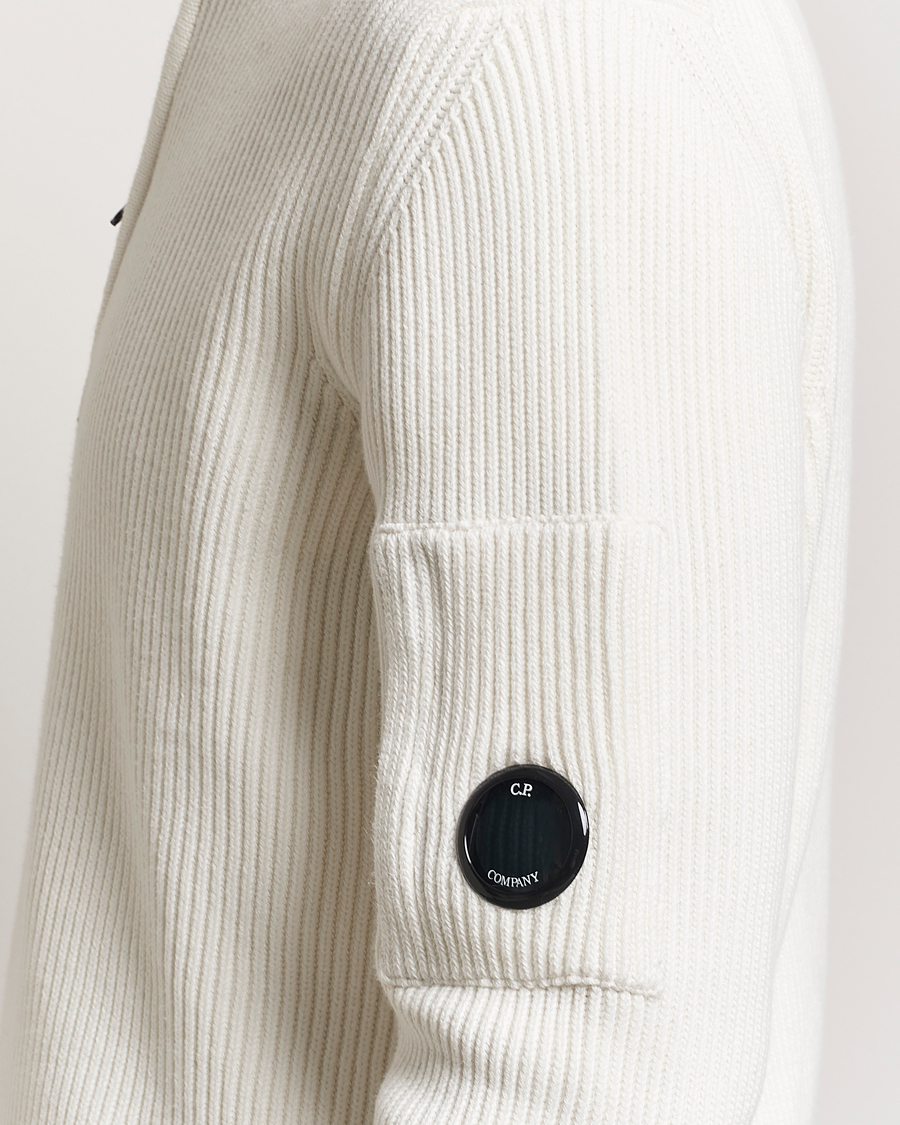 Herren | Pullover | C.P. Company | Full Rib Knitted Cotton Half Zip Off White