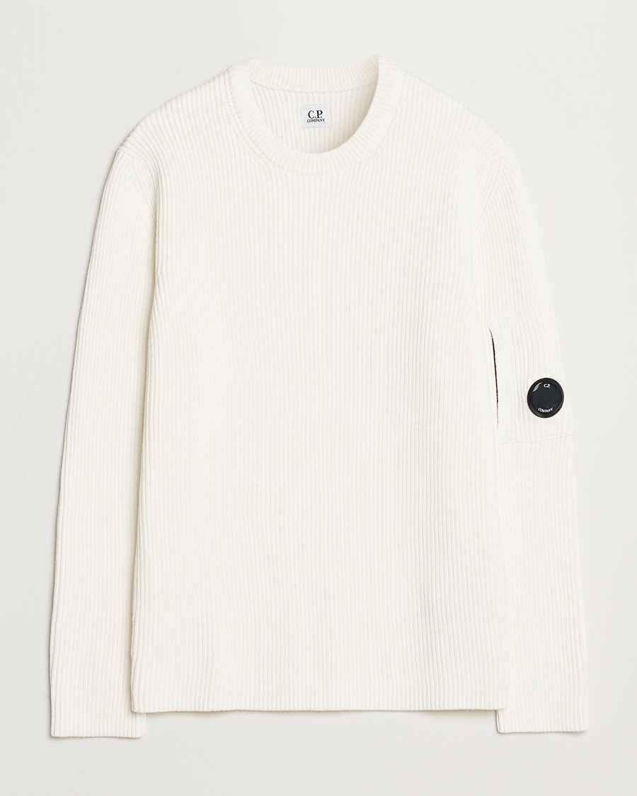 Herren | Pullover | C.P. Company | Full Rib Knitted Cotton Crew Neck Off White