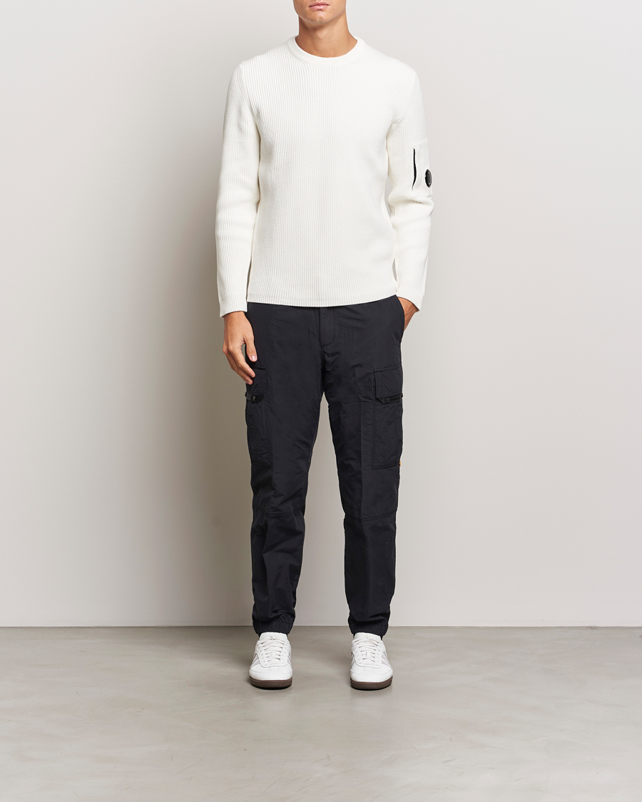 Herren | Pullover | C.P. Company | Full Rib Knitted Cotton Crew Neck Off White