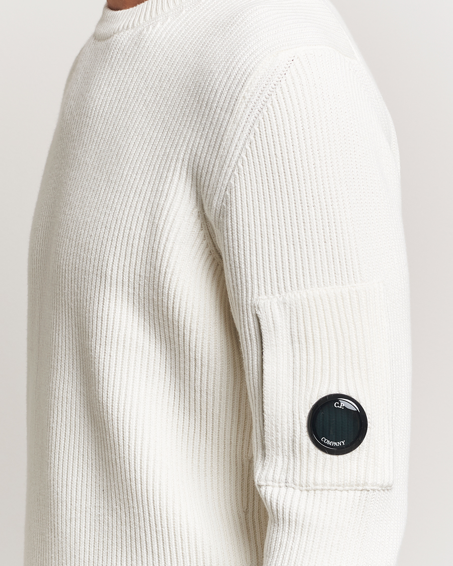 Herren | Pullover | C.P. Company | Full Rib Knitted Cotton Crew Neck Off White