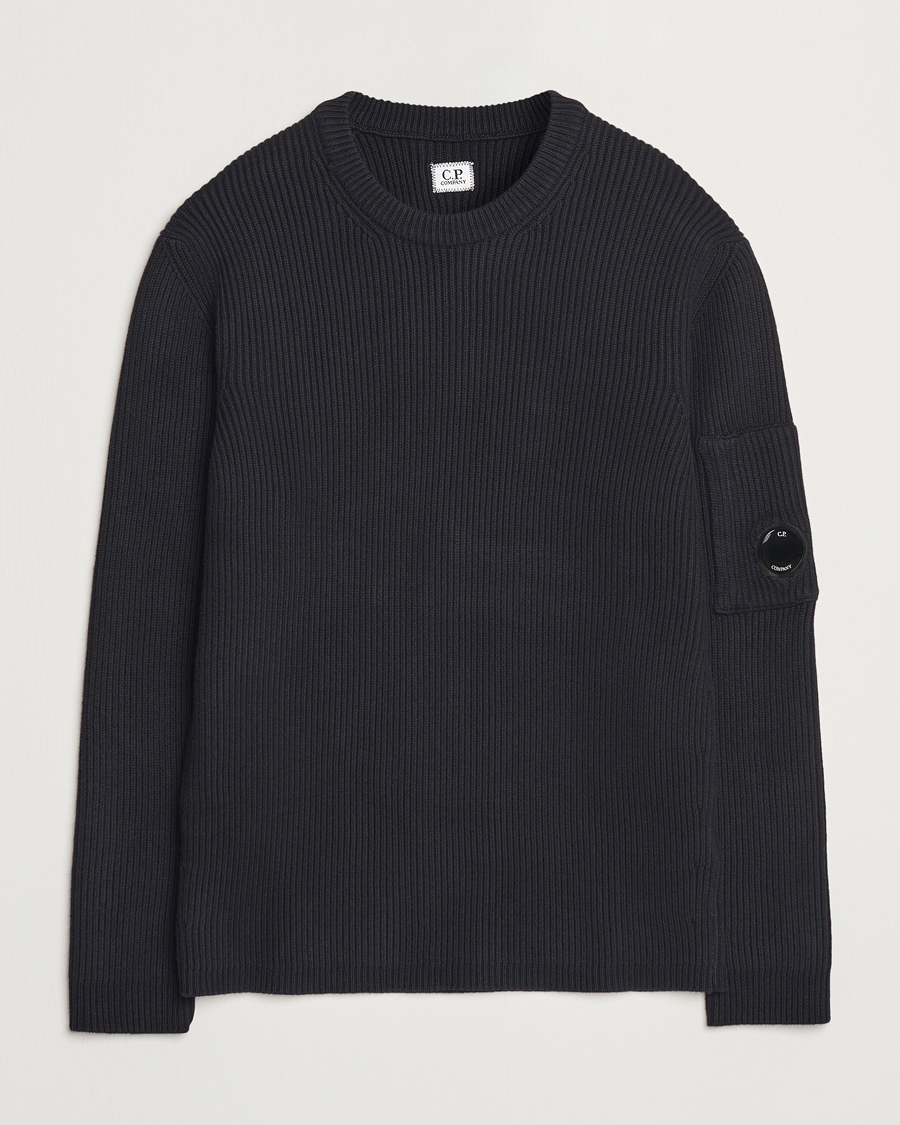 Herren | Pullover | C.P. Company | Full Rib Knitted Cotton Crew Neck Black