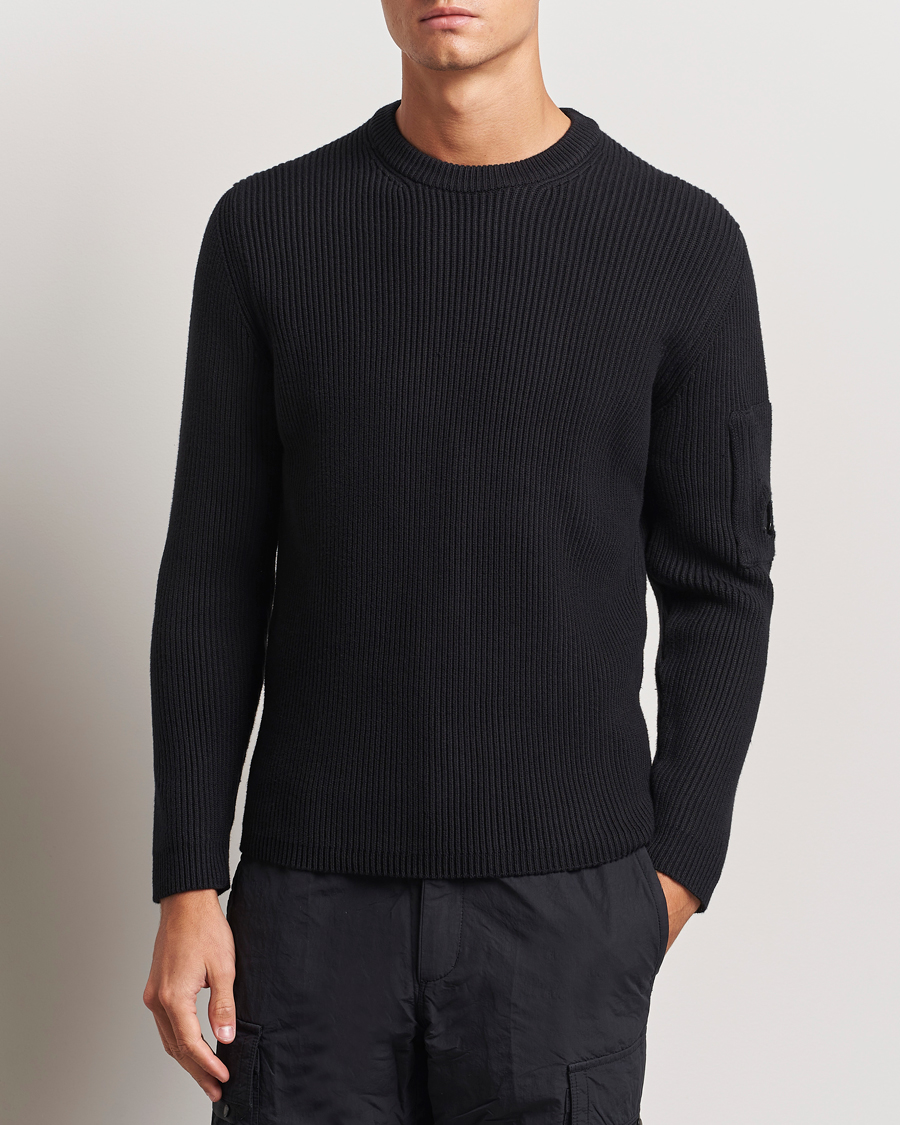 Herren | Pullover | C.P. Company | Full Rib Knitted Cotton Crew Neck Black