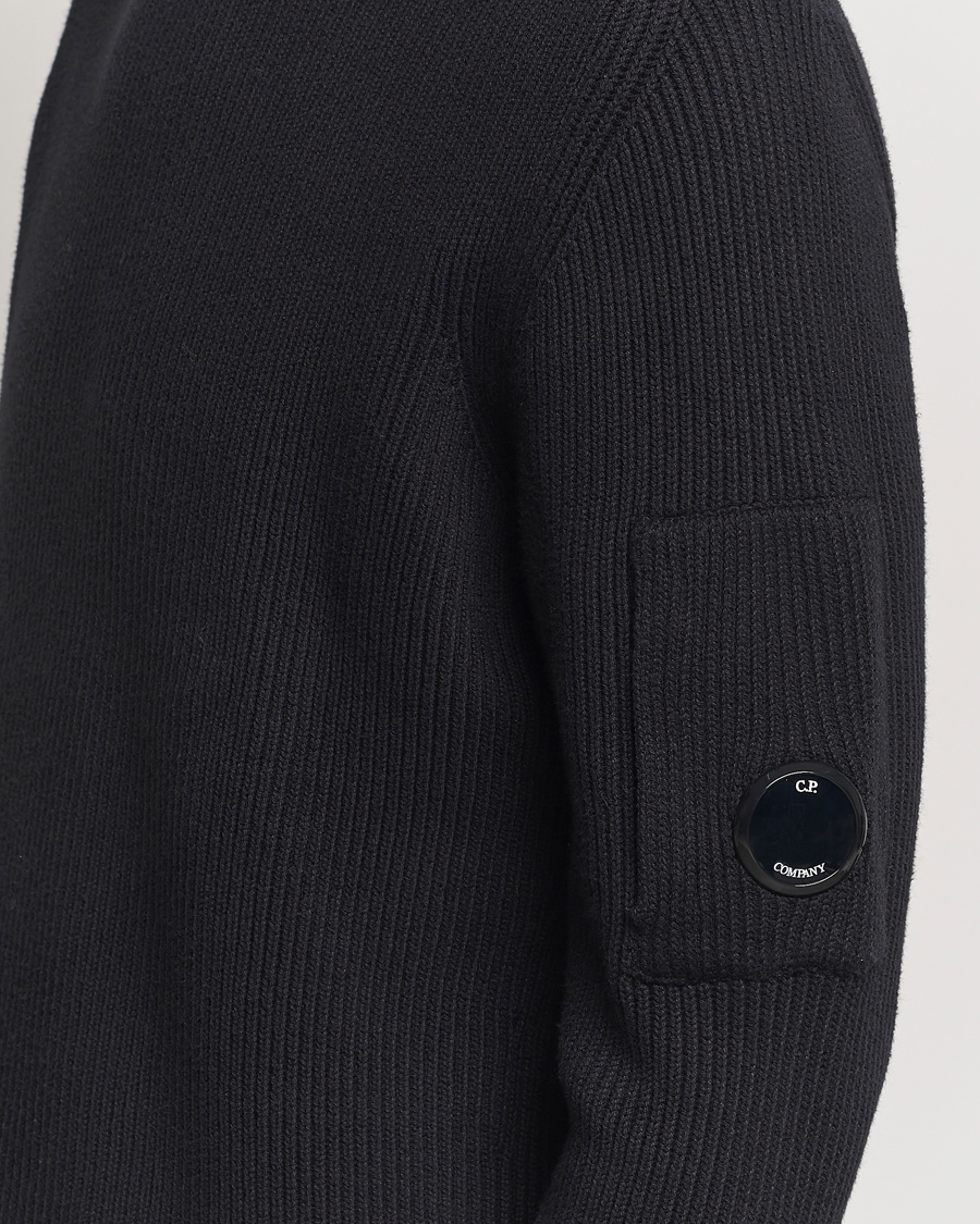 Herren | Pullover | C.P. Company | Full Rib Knitted Cotton Crew Neck Black
