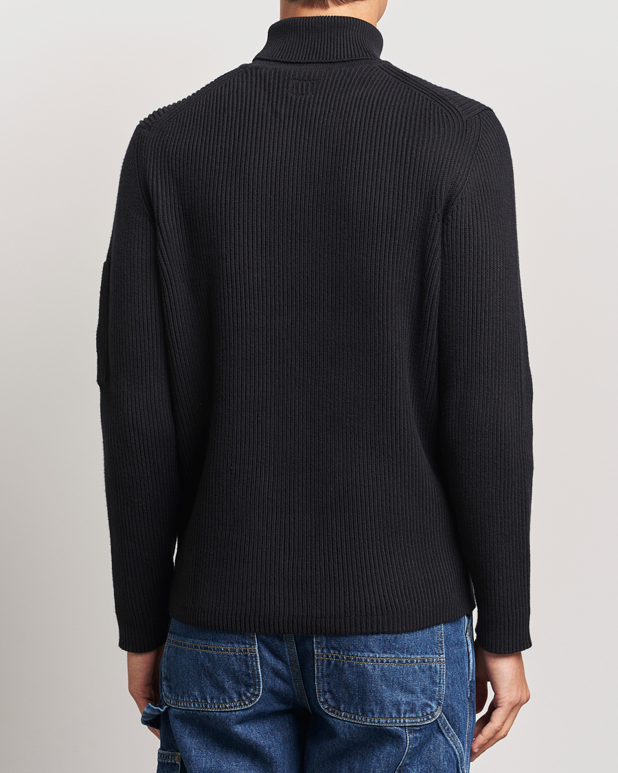 Herren | Pullover | C.P. Company | Full Rib Knitted Cotton Rollneck Black