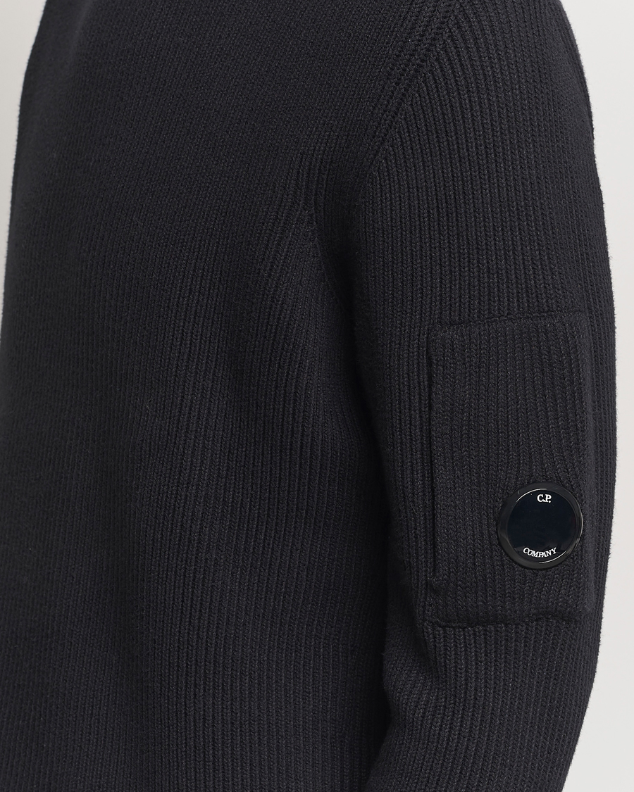 Herren | Pullover | C.P. Company | Full Rib Knitted Cotton Rollneck Black