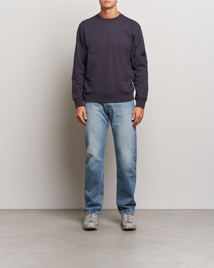Herren | Pullover | C.P. Company | Diagonal Raised Fleece Lens Sweatshirt Washed Navy