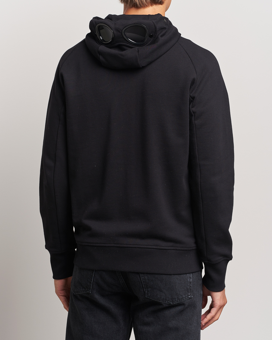 Herren | Pullover | C.P. Company | Diagonal Raised Fleece Full Zip Goggle Hoodie Black