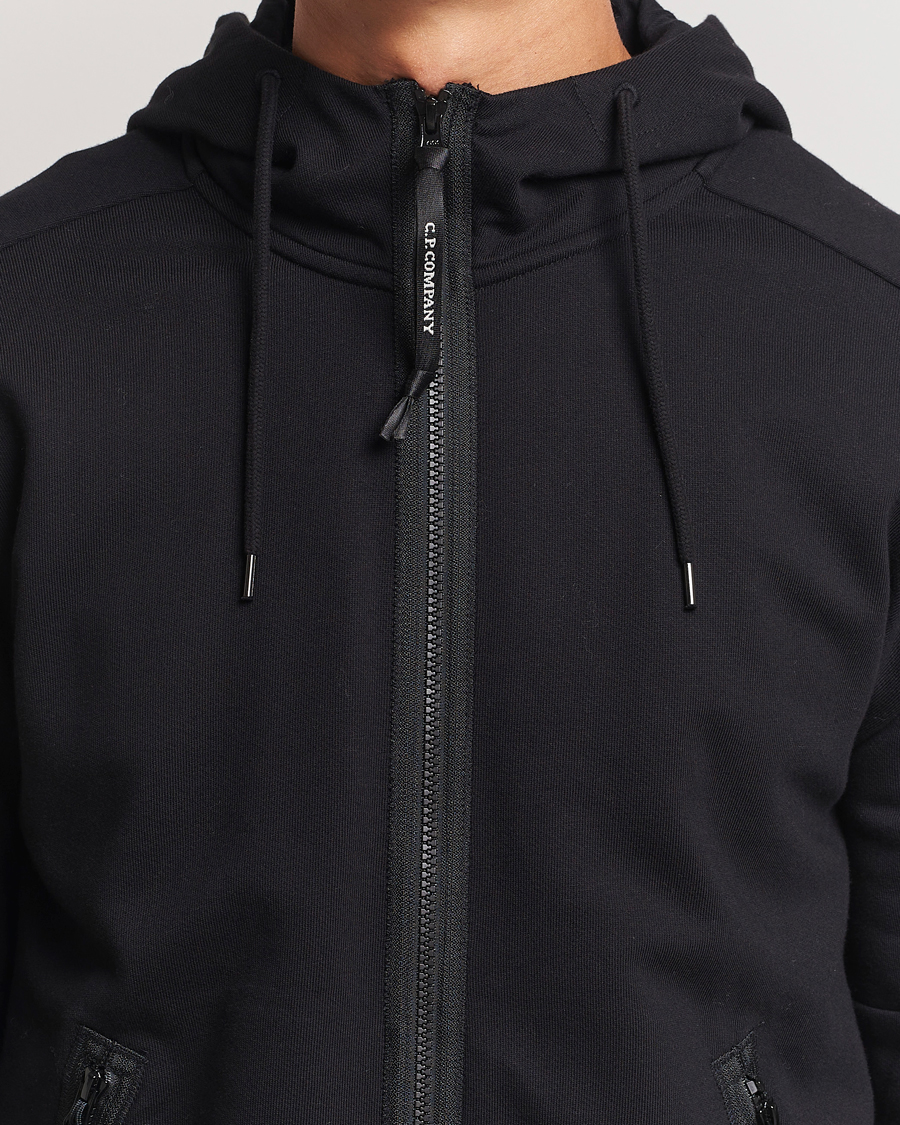 C.P. Company Diagonal Raised Fleece Full Zip Goggle Hoodie Black