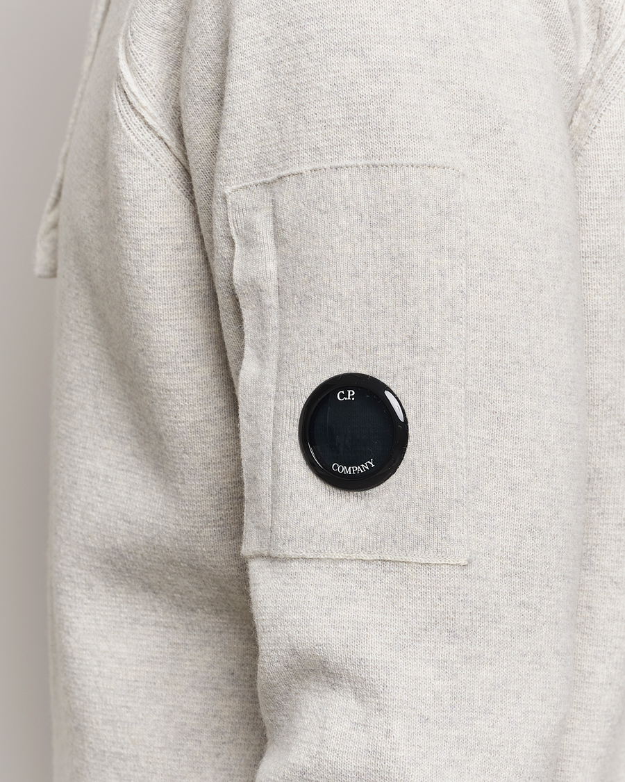 Herren | Pullover | C.P. Company | Lambswool Knitted Lens Hood Grey Melange