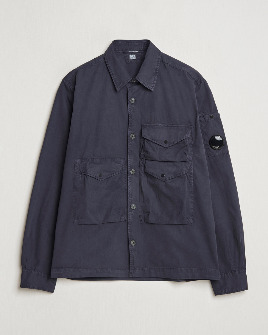 Herren | Hemden | C.P. Company | Organic Cotton Gabardine Pocket Overshirt Washed Blue