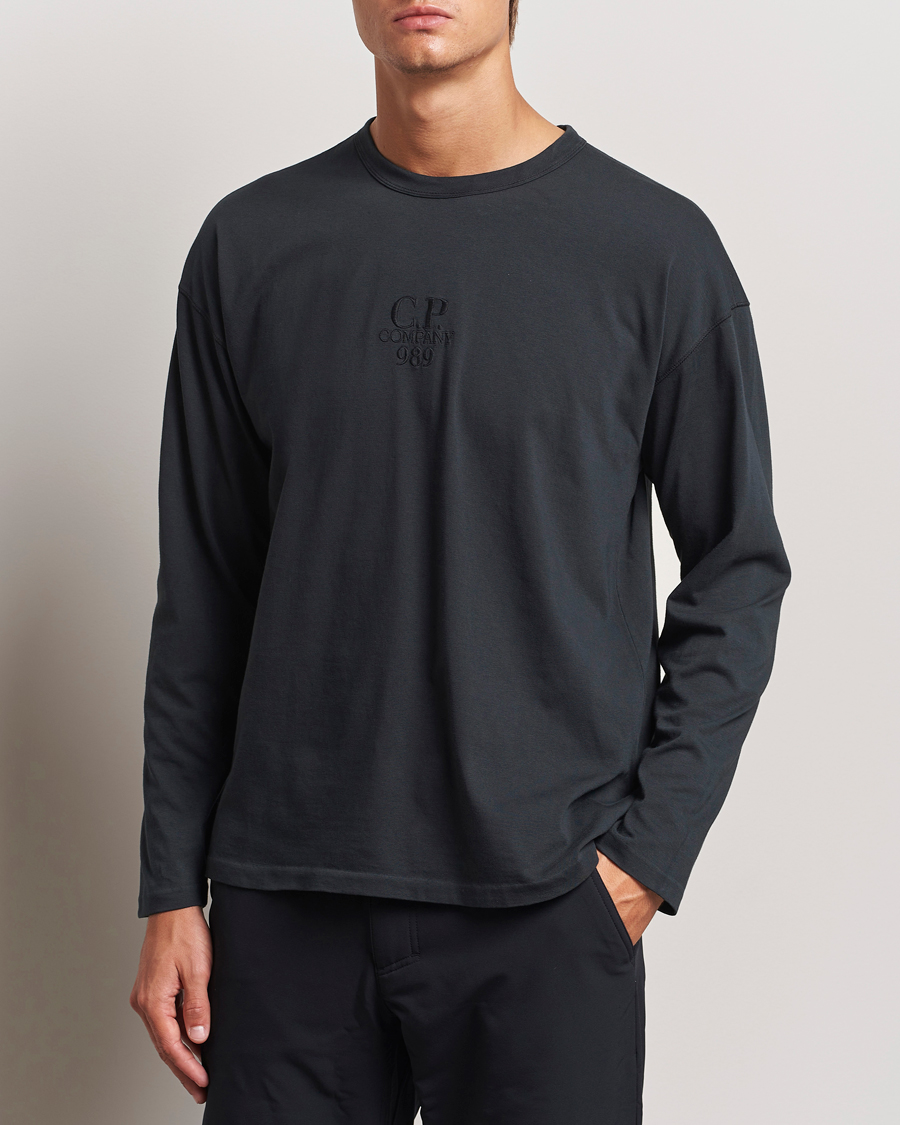 Herren | T-Shirts | C.P. Company | Box Fit Tonal Logo Long Sleeve T-shirt Washed Black