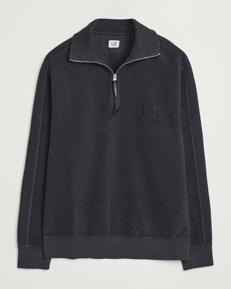 Herren | Pullover | C.P. Company | Brushed Diagonal Fleece Half Zip Grey Black