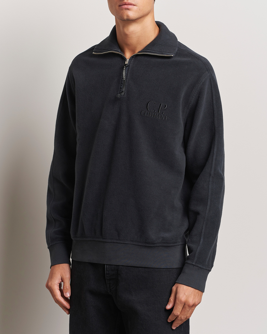 Herren | Pullover | C.P. Company | Brushed Diagonal Fleece Half Zip Grey Black