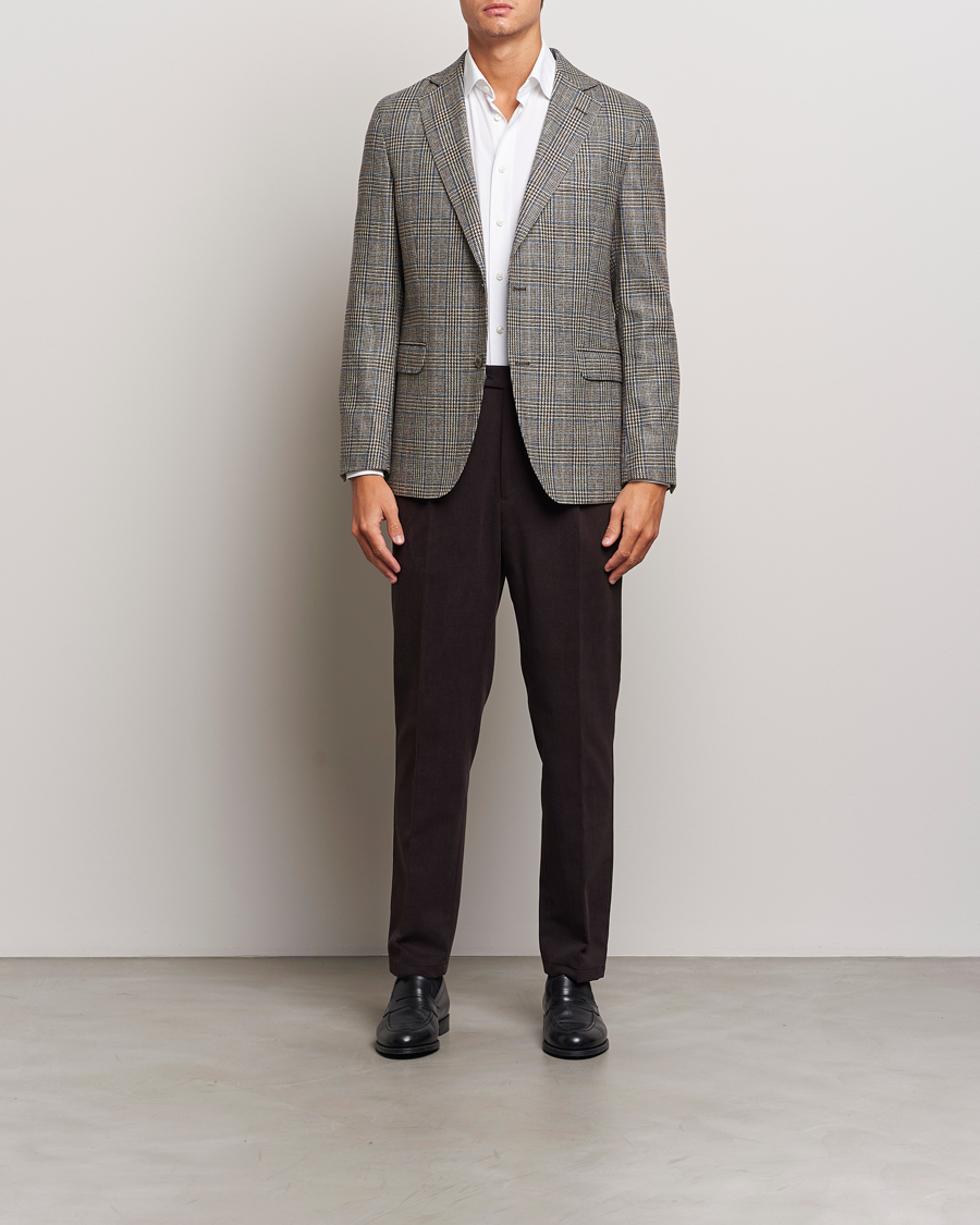 Herren | Sakkos | Oscar Jacobson | Fogerty Prince of Wales Wool Blazer Beige