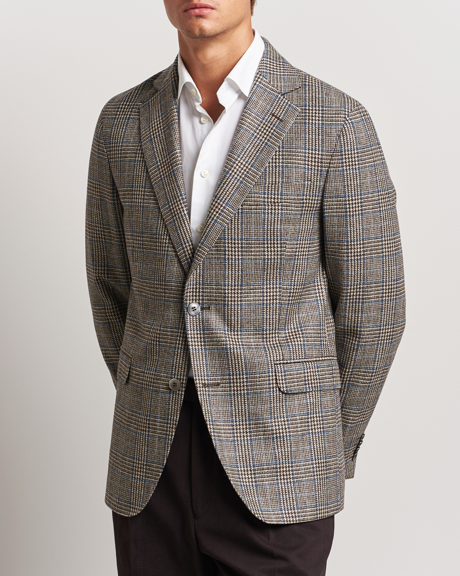 Herren | Sakkos | Oscar Jacobson | Fogerty Prince of Wales Wool Blazer Beige