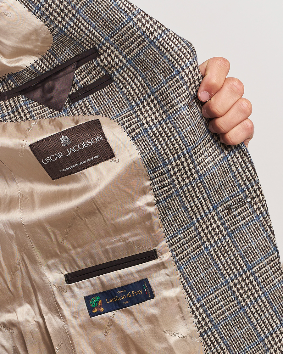 Herren | Sakkos | Oscar Jacobson | Fogerty Prince of Wales Wool Blazer Beige