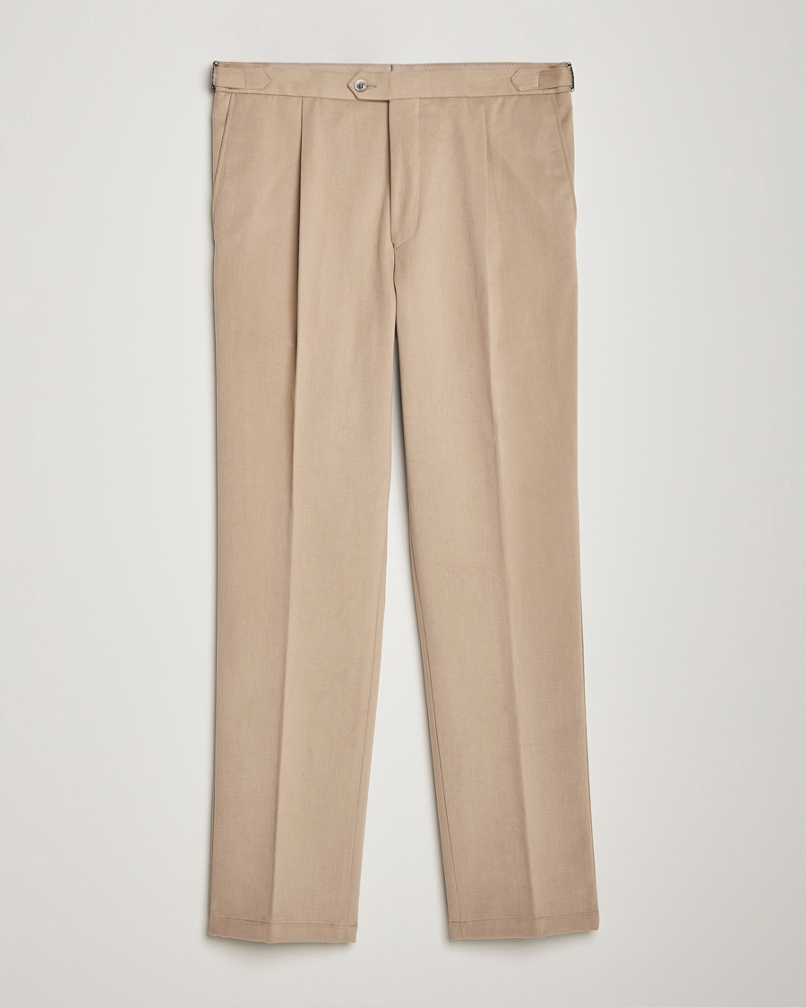 Herren | Hosen | Oscar Jacobson | Delon Brushed Cotton Trousers Beige