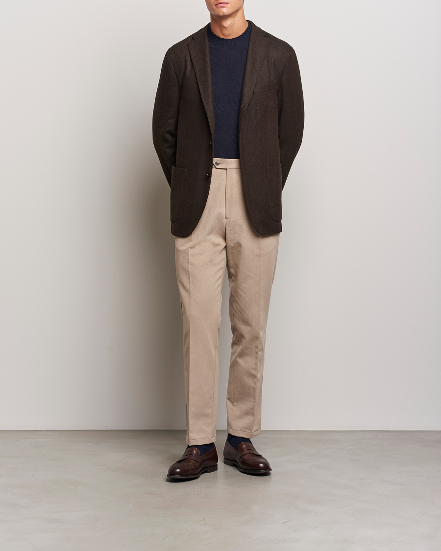 Herren | Hosen | Oscar Jacobson | Delon Brushed Cotton Trousers Beige