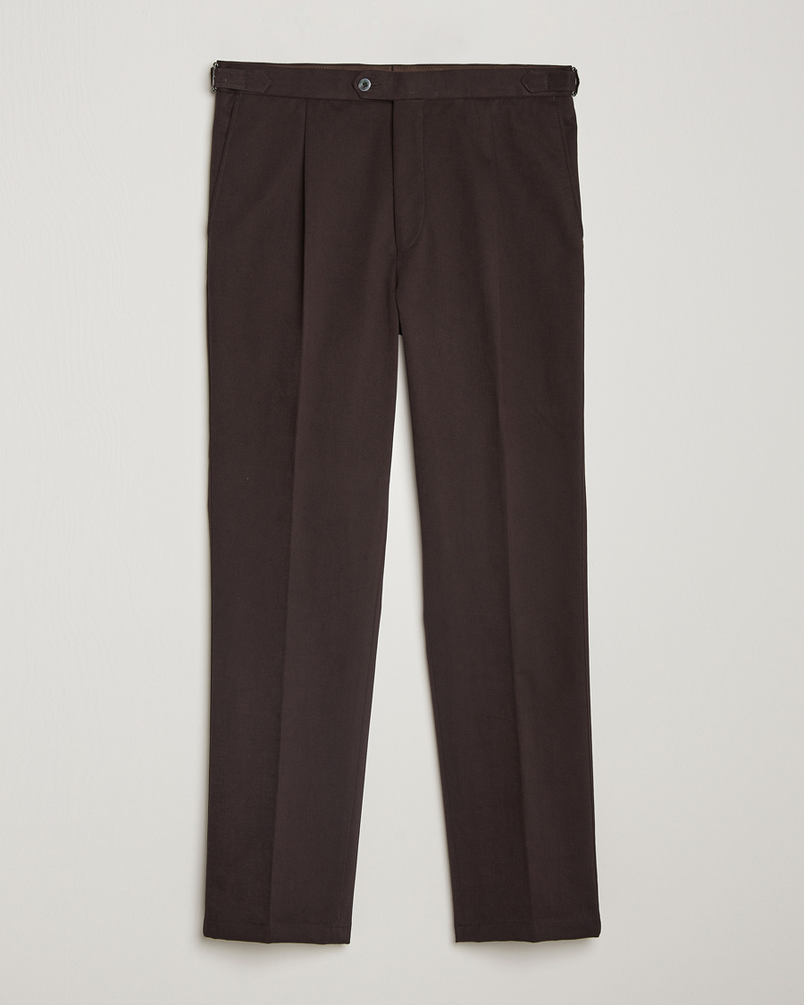 Herren | Hosen | Oscar Jacobson | Delon Brushed Cotton Trousers Brown