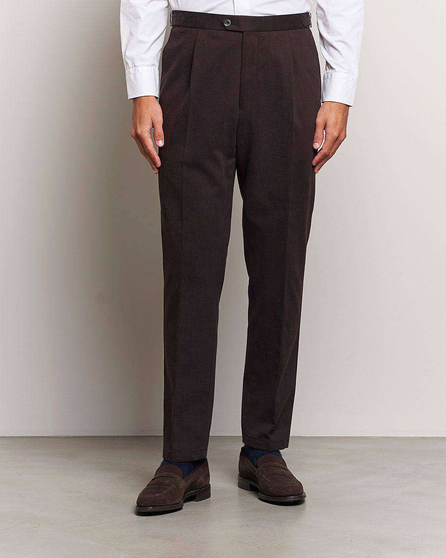 Herren | Hosen | Oscar Jacobson | Delon Brushed Cotton Trousers Brown