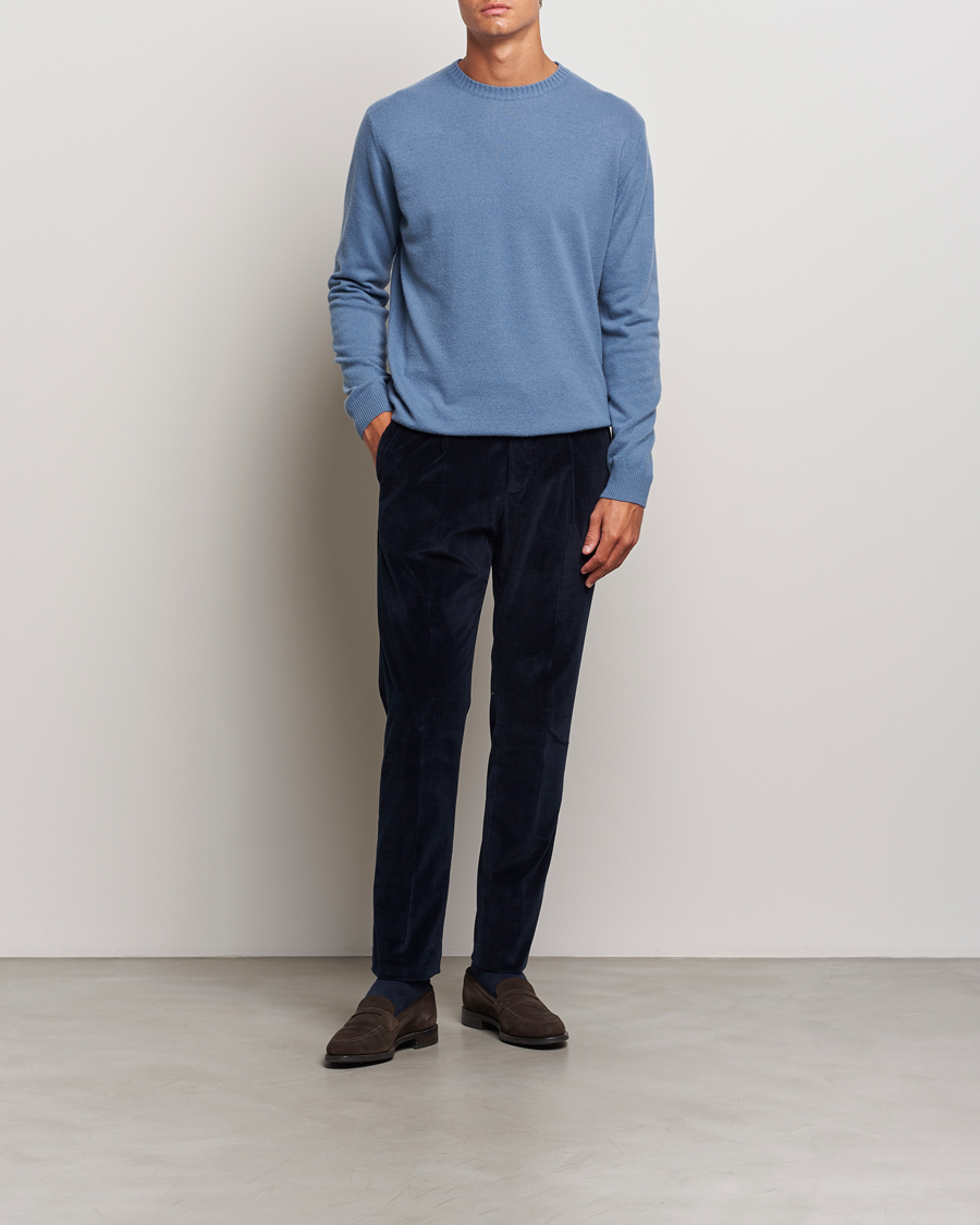 Herren | Pullover | Oscar Jacobson | Valter Wool/Cashmere Round Neck Blue