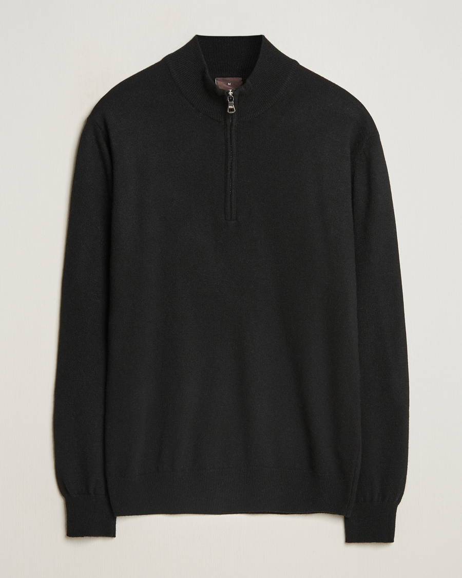 Herren | Pullover | Oscar Jacobson | Patton Wool/Cashmere Half Zip Black