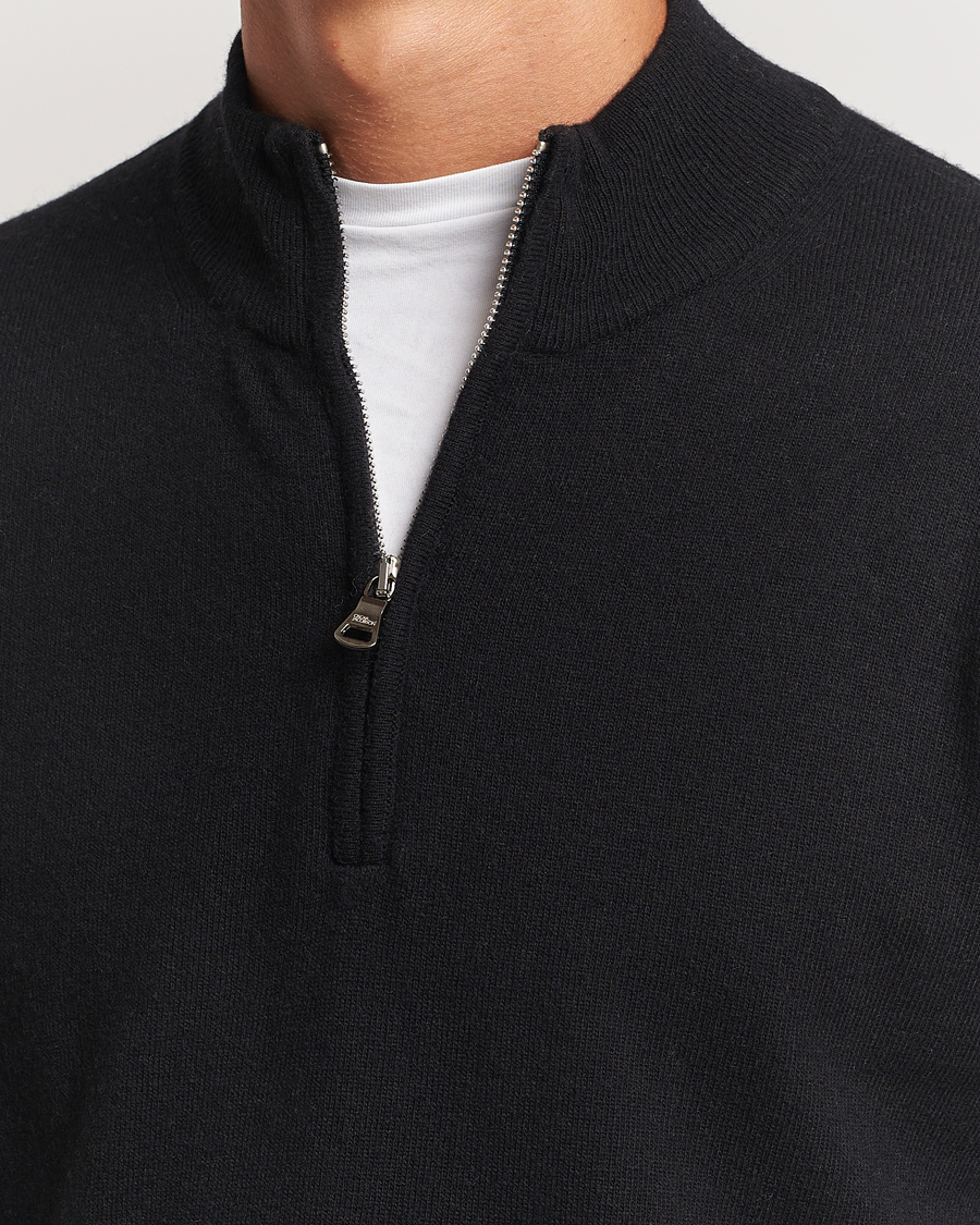Herren | Pullover | Oscar Jacobson | Patton Wool/Cashmere Half Zip Black