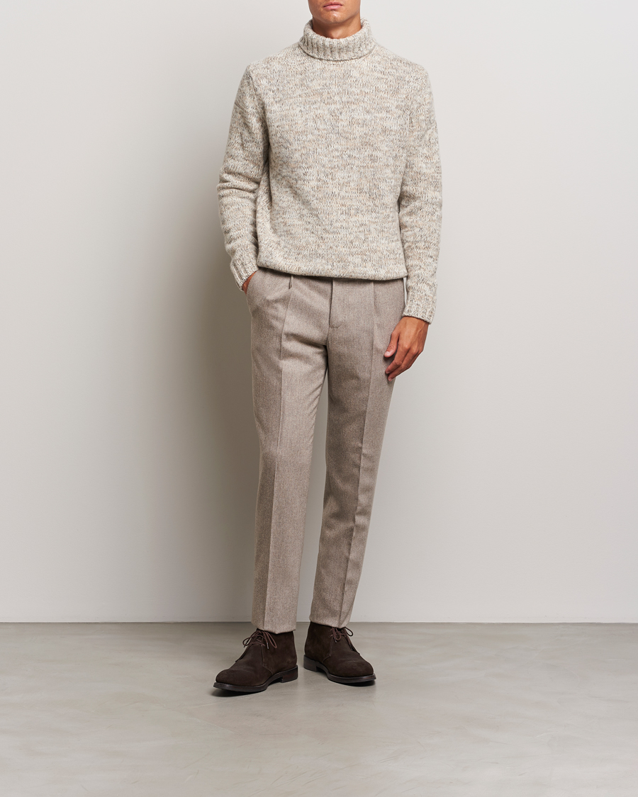 Herren | Pullover | Oscar Jacobson | Mika Heavy Knitted Merino Rollneck Beige