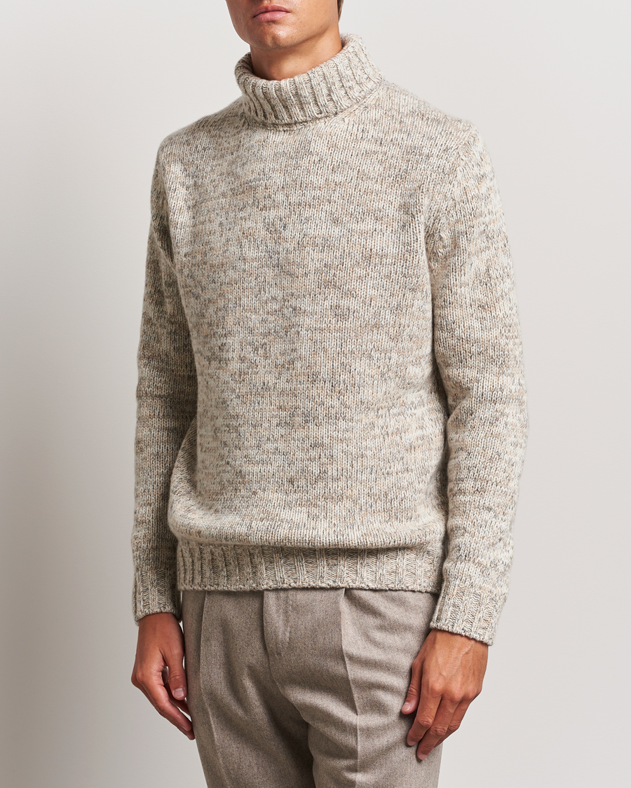 Herren | Pullover | Oscar Jacobson | Mika Heavy Knitted Merino Rollneck Beige
