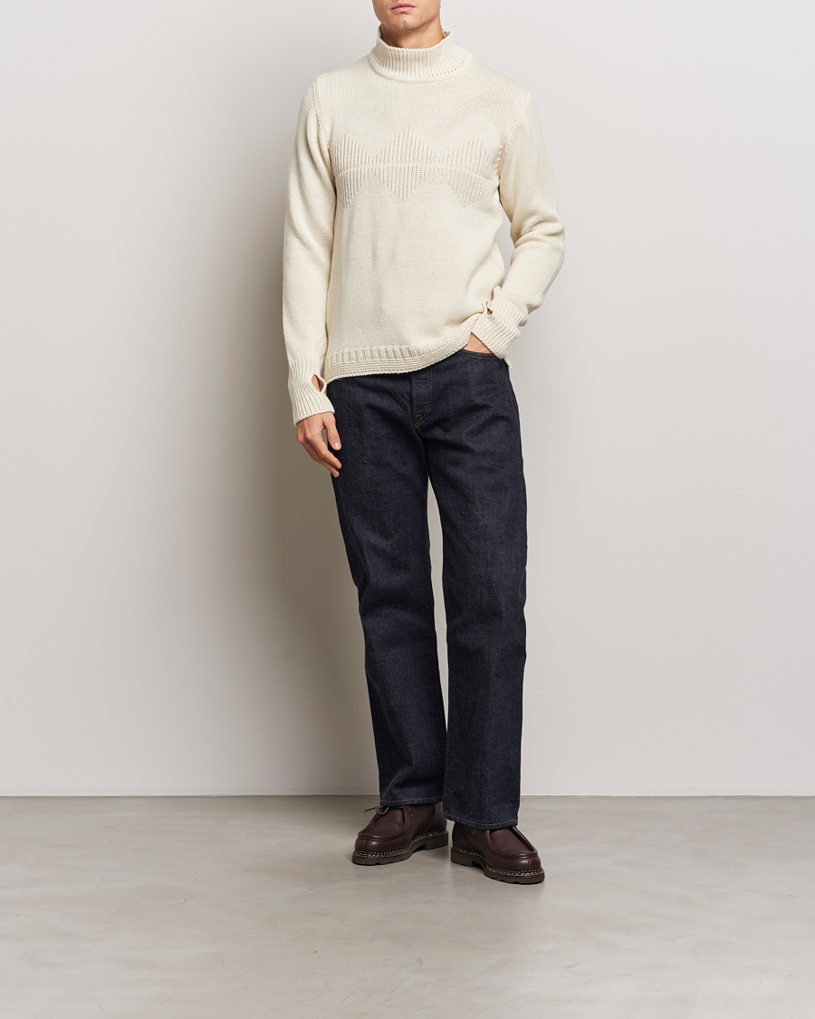 Herren | Pullover | Peregrine | Mountain Guernsey Merino Funnel Neck Cream