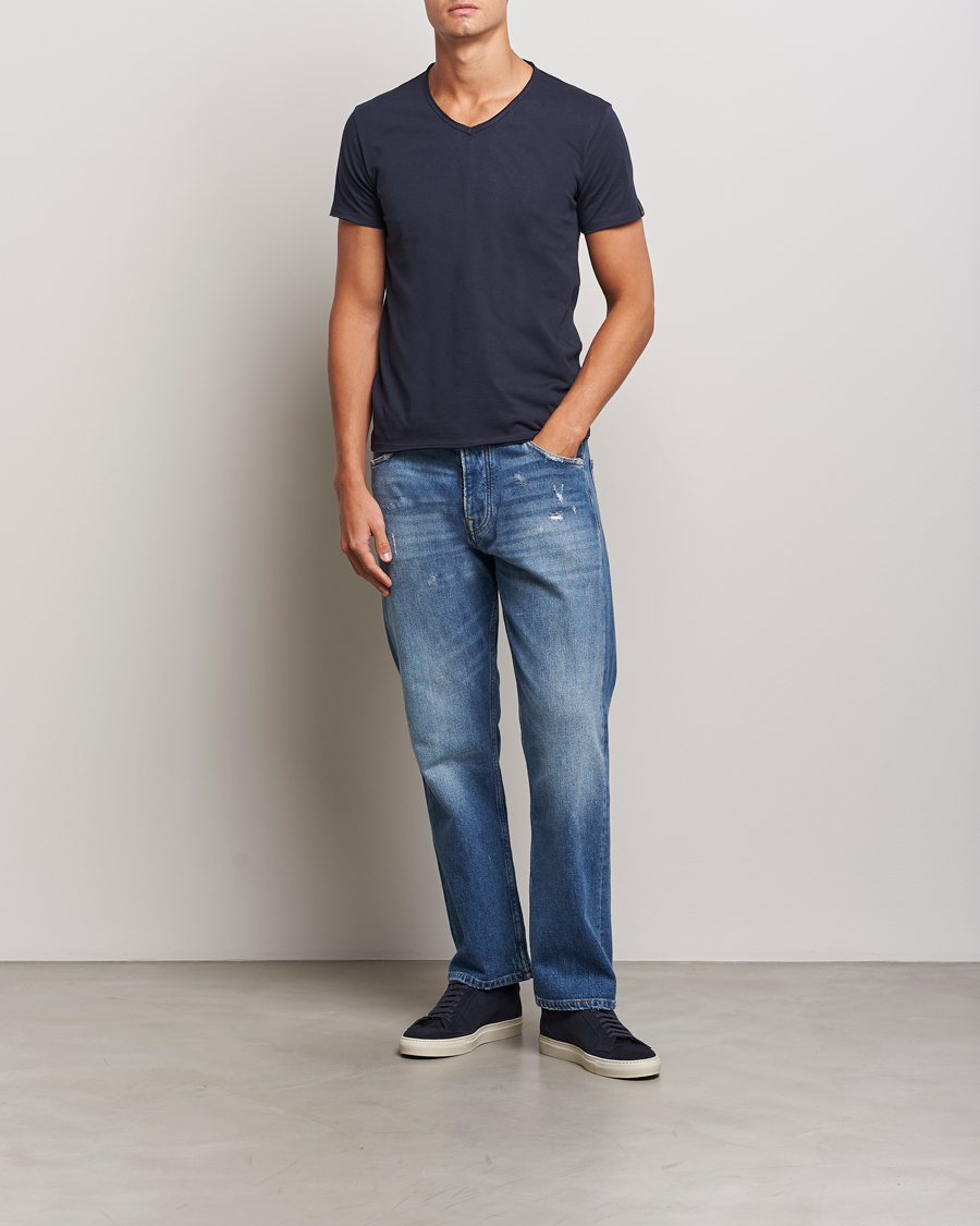 Herren | T-Shirts | Replay | V-Neck T-Shirt Night Blue