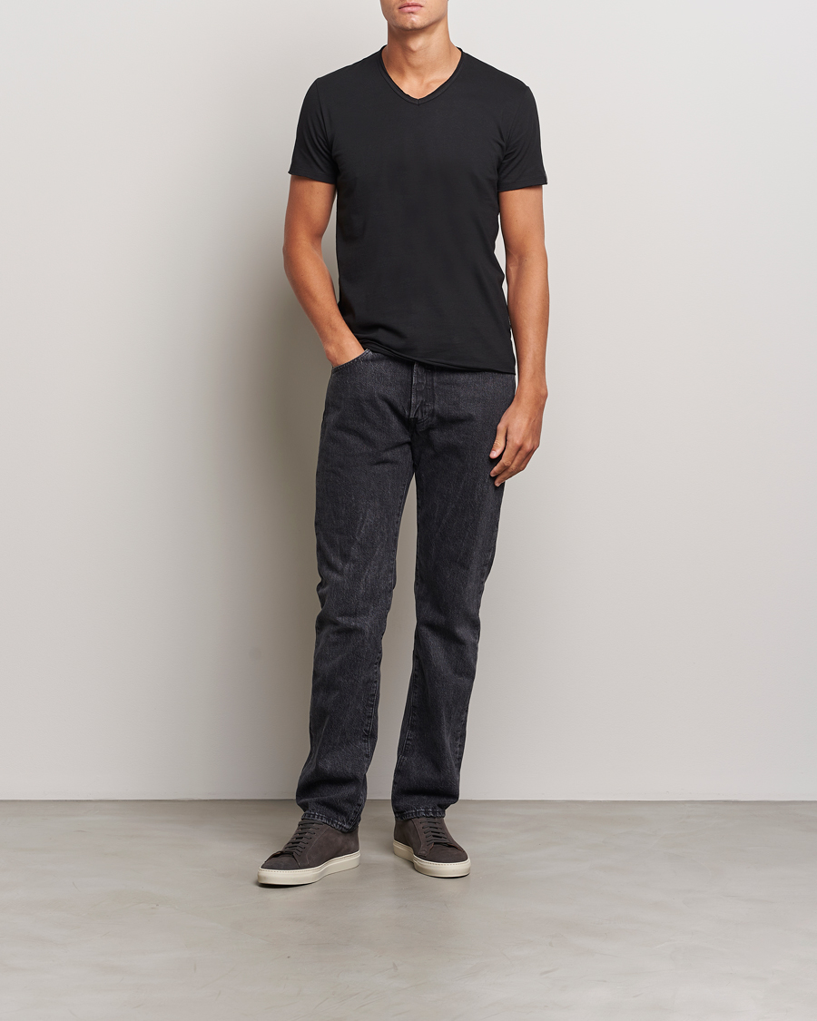 Herren | T-Shirts | Replay | V-Neck T-Shirt Black