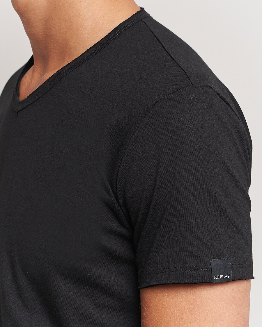 Herren | T-Shirts | Replay | V-Neck T-Shirt Black