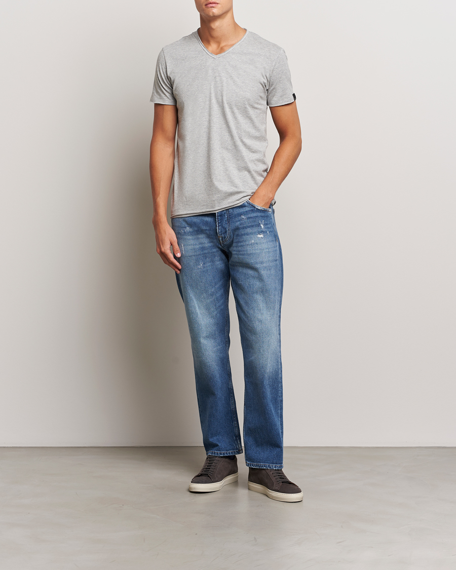 Herren | T-Shirts | Replay | V-Neck T-Shirt Light Grey Melange