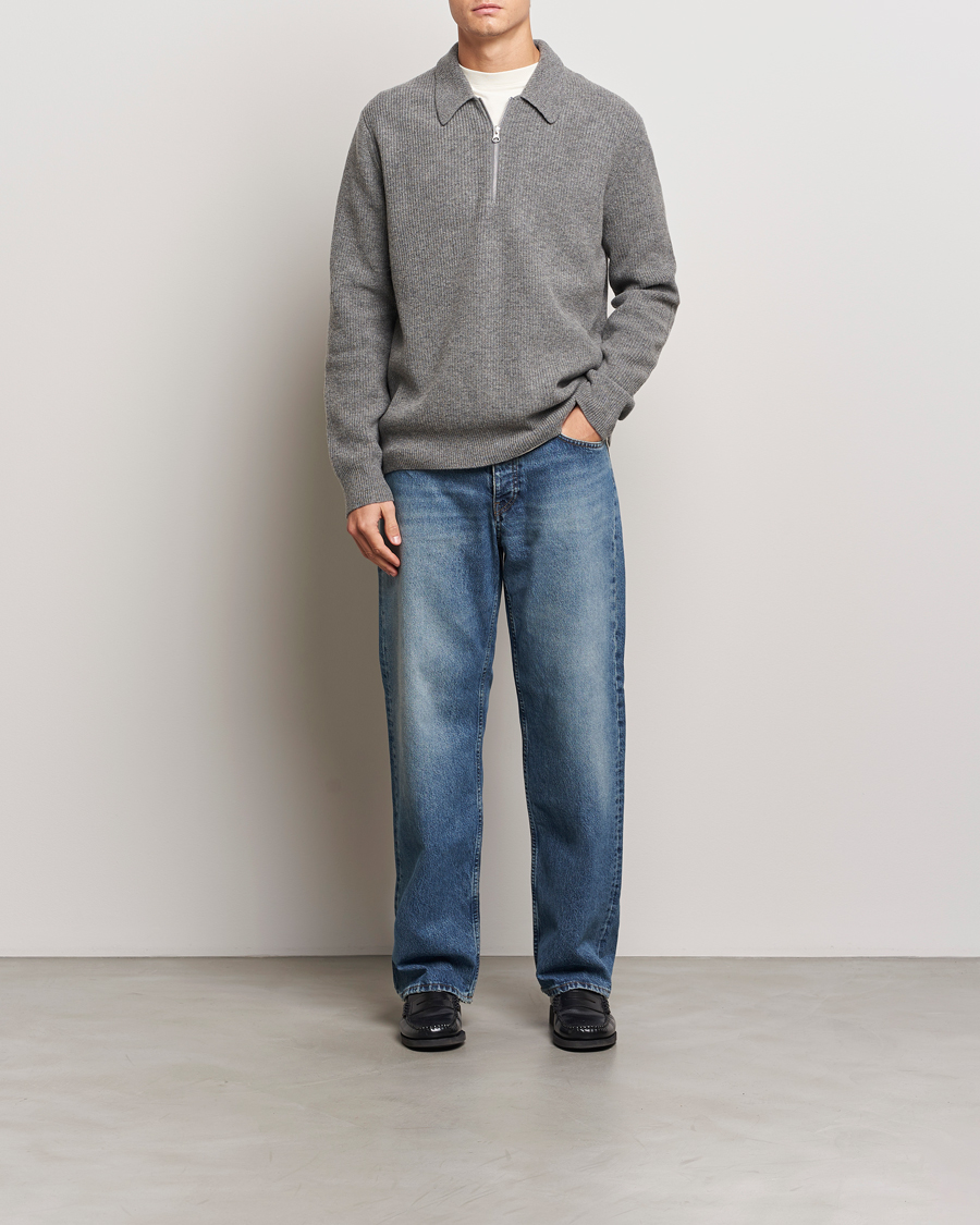 Herren | Pullover | Samsøe Samsøe | Saisaks Half Zip Polo Dark Grey Melange