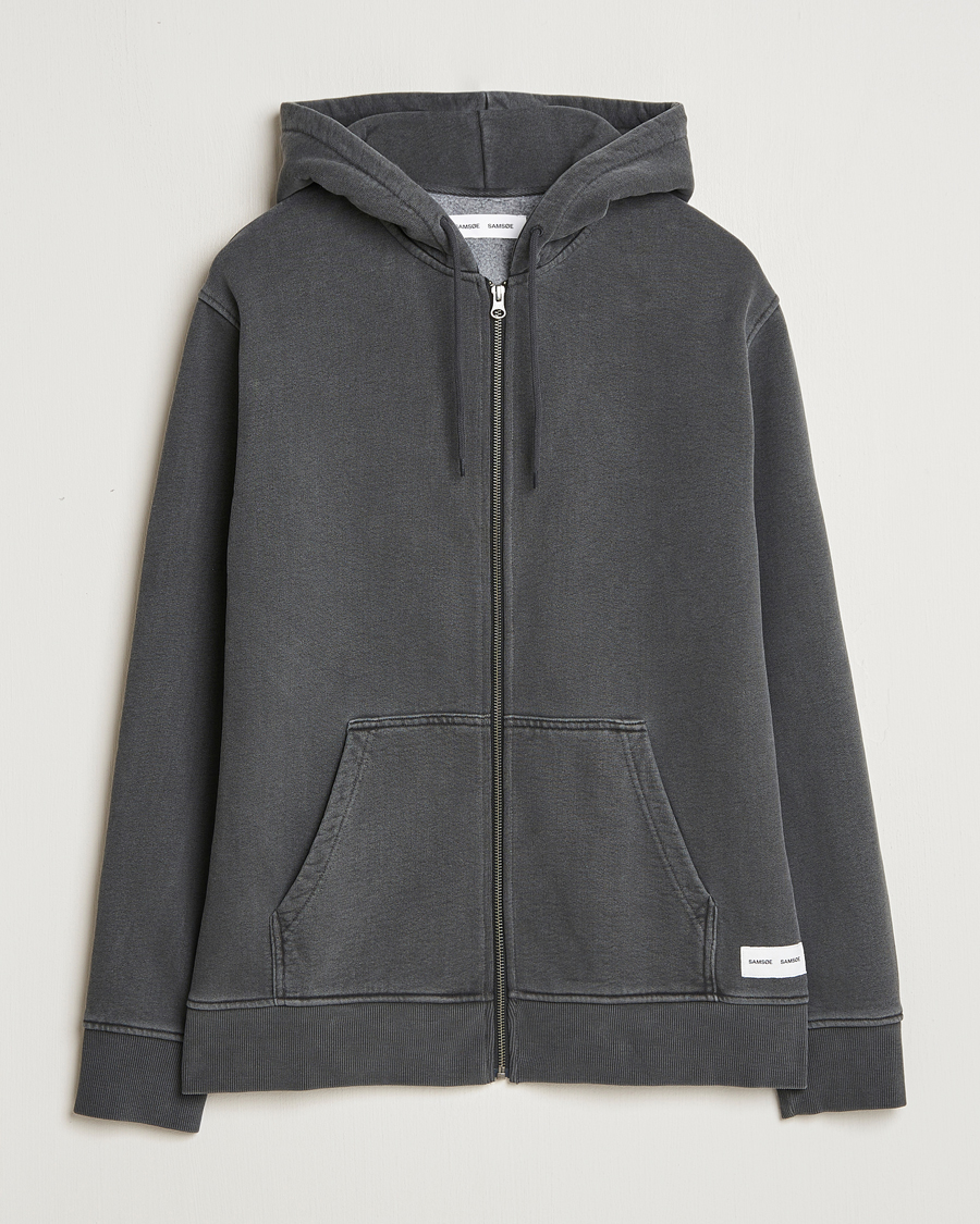 Herren | Pullover | Samsøe Samsøe | Pigment Dyed Full Zip Hoodie Black